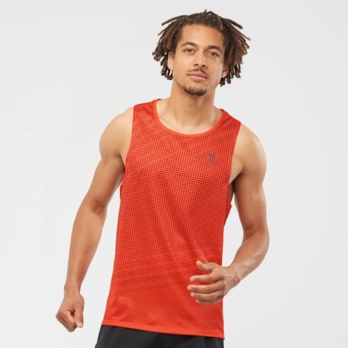 Salomon Sense Aero Singlet Men's Tanks Red | CA 75C1